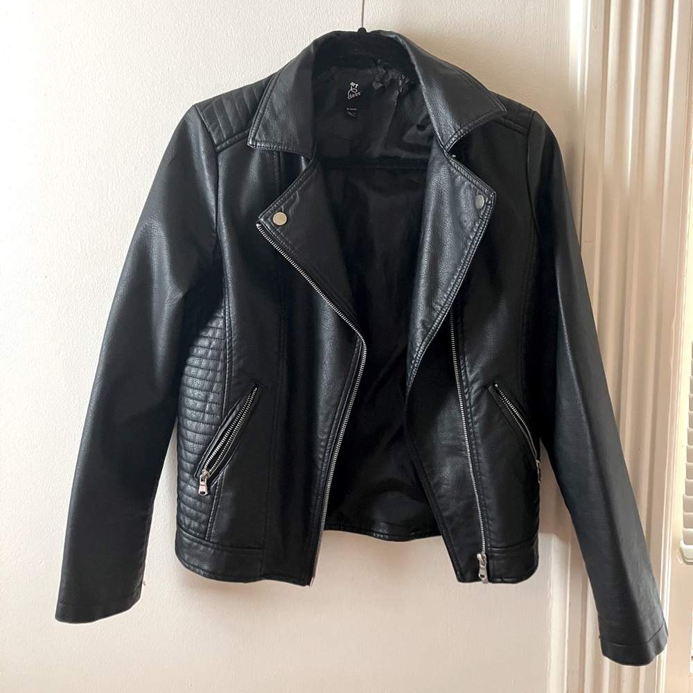 Faux leather moto jacket
